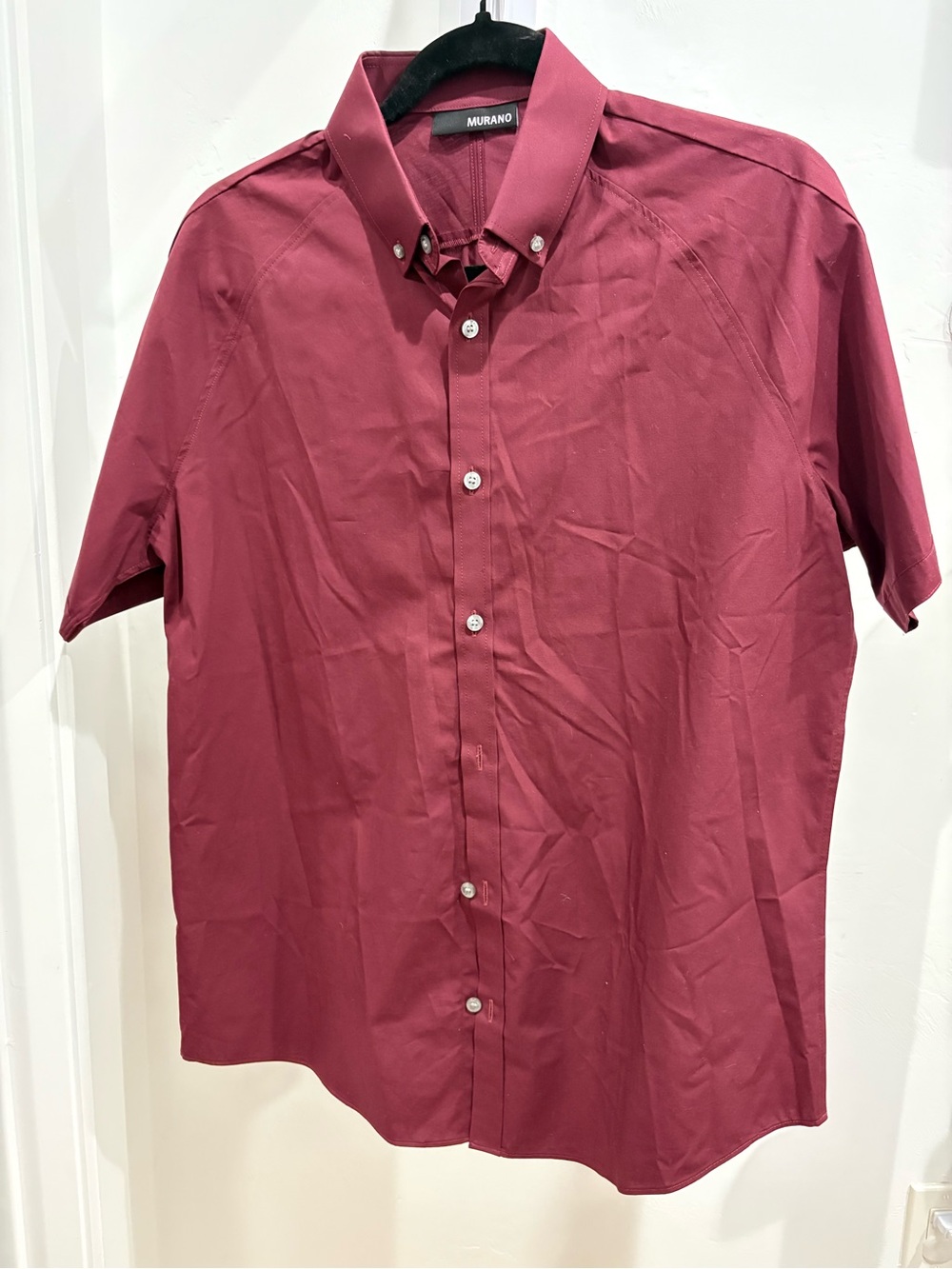 Murano Men’s Short-Sleeve Button-Down Shirt — Burgundy